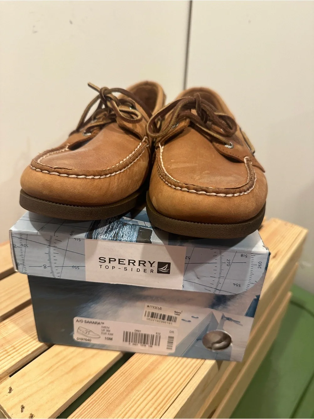 Sperry Men's A/O Sahara Sand/Tan Leather Moccasin Boat Shoes size 10